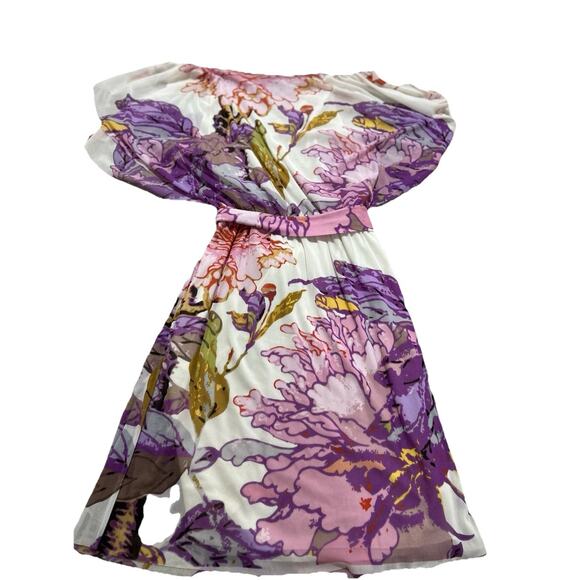 VIVIENNE TAM FLORAL DRESS SIZE M - Very Faint Stain On Belt ￼ - Picture 7 of 10